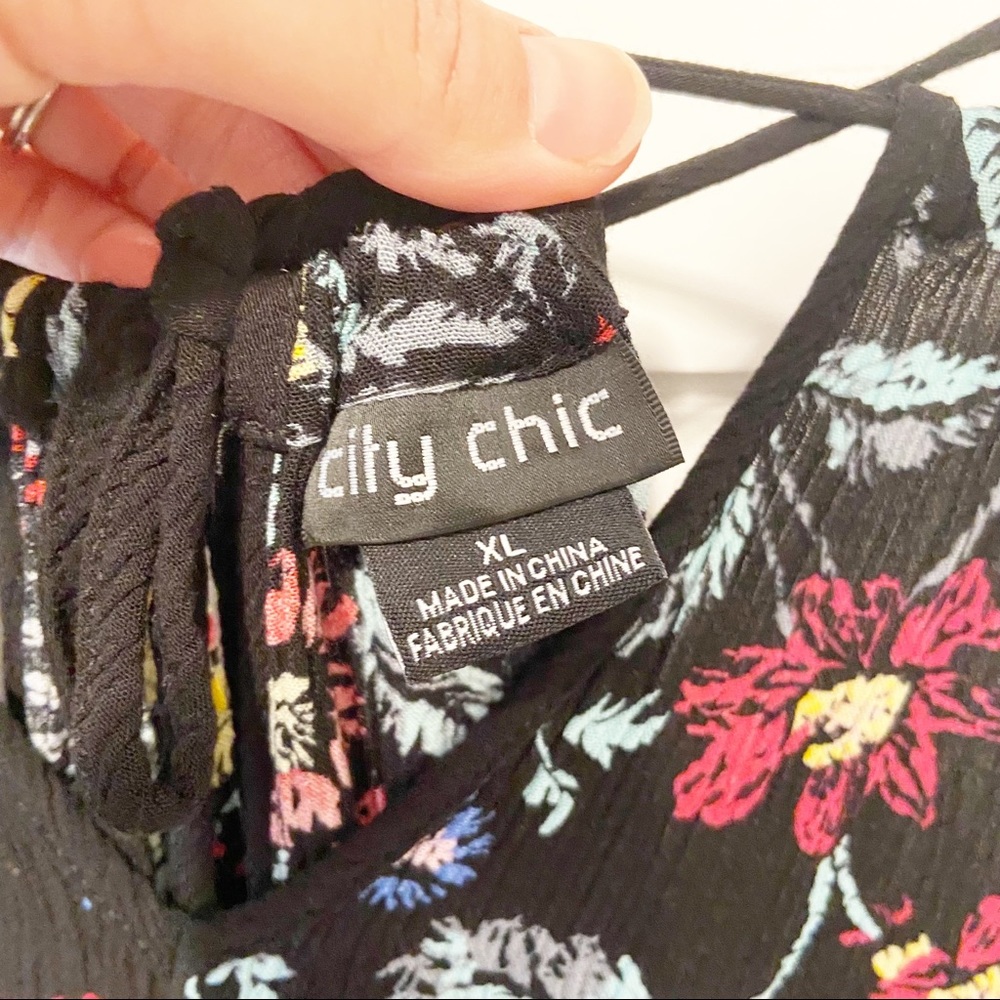 City Chic Black Maxi Dress with Multicolor Floral Embroidery - Picture 8 of 15